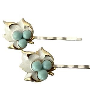 Spring Pastel Blue Floral Hairpins Retro Clips Floral Hair Clips Set Barrettes